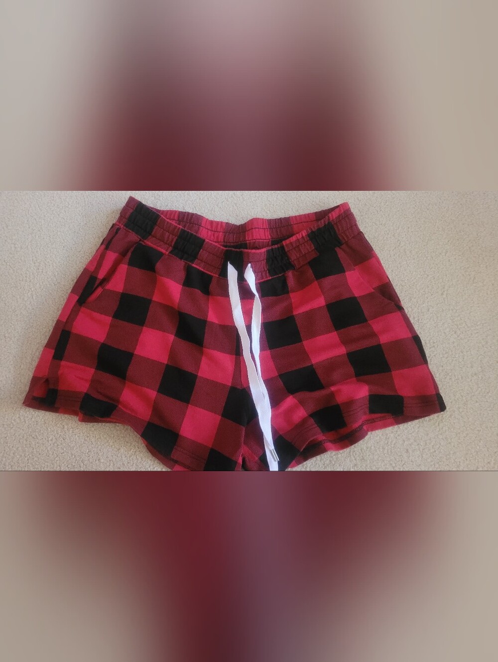 Smash+Teds  Red and Black Buffalo Plaid Comfort Shorts